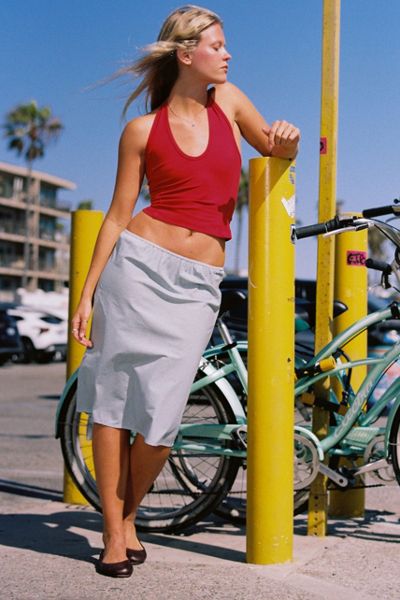 RAT BOI Woven Bias Midi Slip Skirt