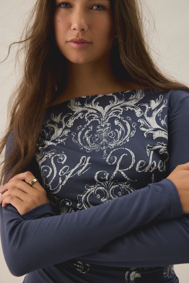 UO Soft Rebel Graphic Slash Neck Long Sleeve Tee #2