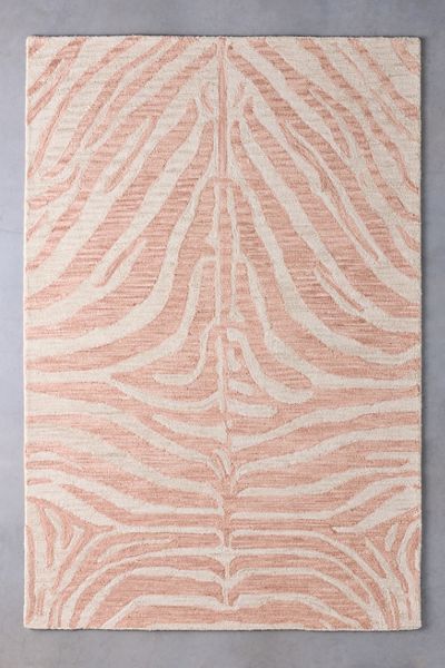 Tapis en laine crochetée à rayures zébrées Cass