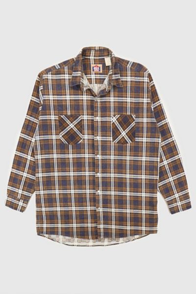 Vintage Blue Plaid Button-Down Shirt
