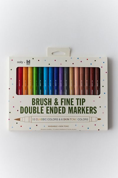 OOLY UO Exclusive Brush & Fine Tip Double-Ended Marker Set