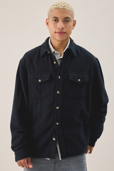 BDG Heavy Flannel Overshirt Top in Black, Men's at Urban Outfitters