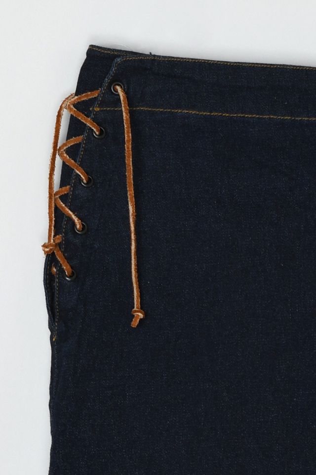Vintage Y2k Rawhide-Laced Denim Mini Skirt #1