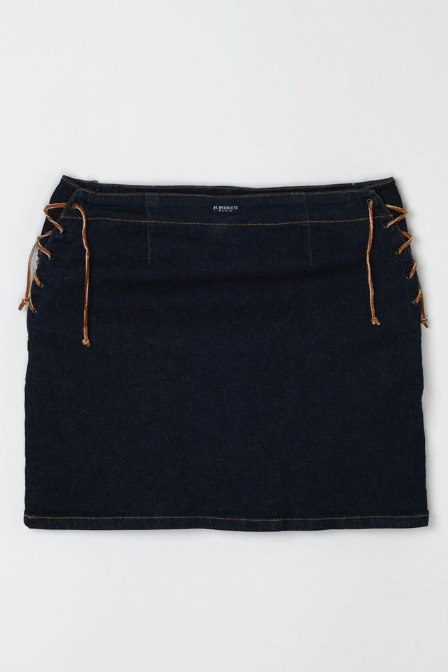 Vintage Y2k Rawhide-Laced Denim Mini Skirt #3