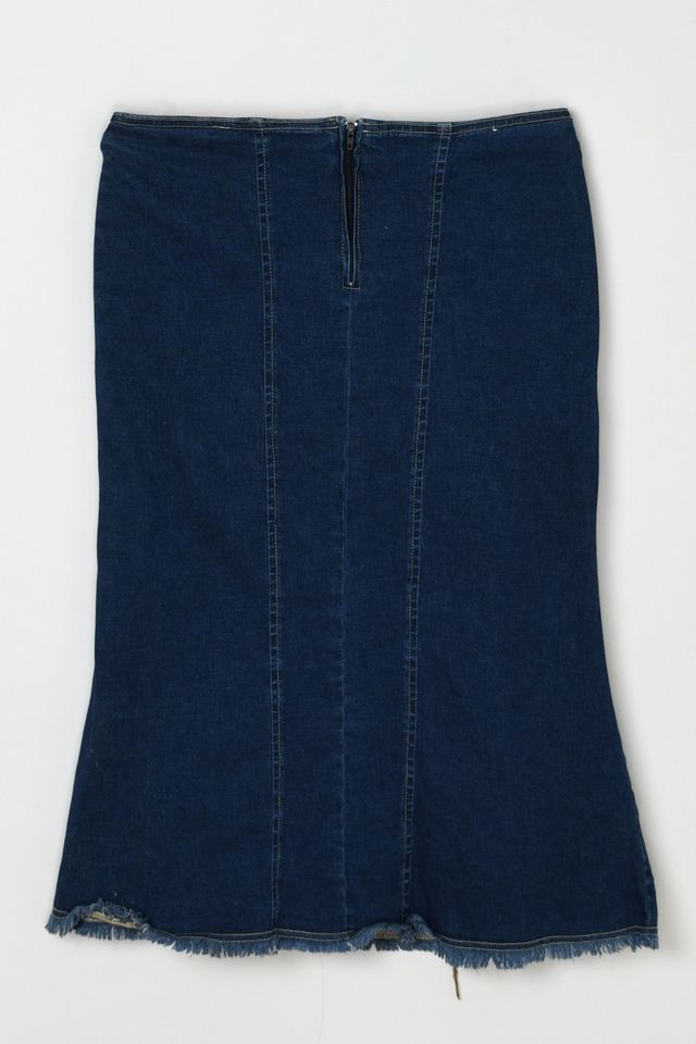Vintage Y2k Rawhide-Laced Denim Midi Skirt #3