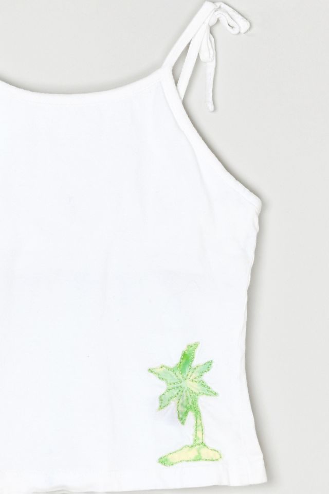 Vintage Y2k Palm Tree Crop Top with Tied Straps #1