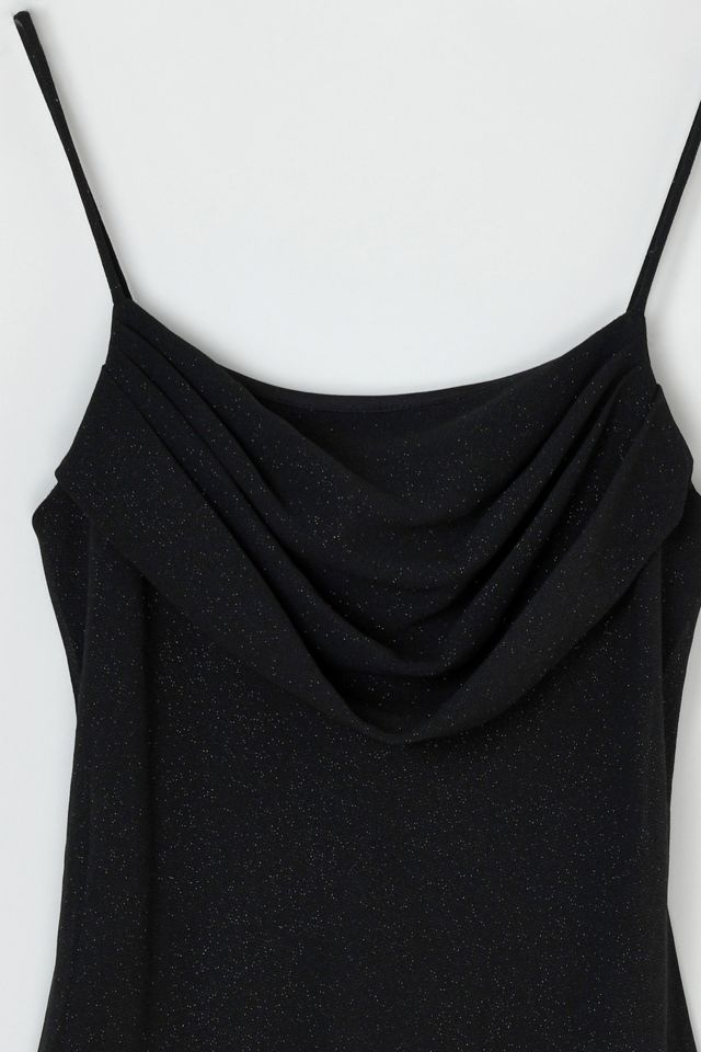 Vintage Y2k Shimmery Black Ruched Midi Dress #1