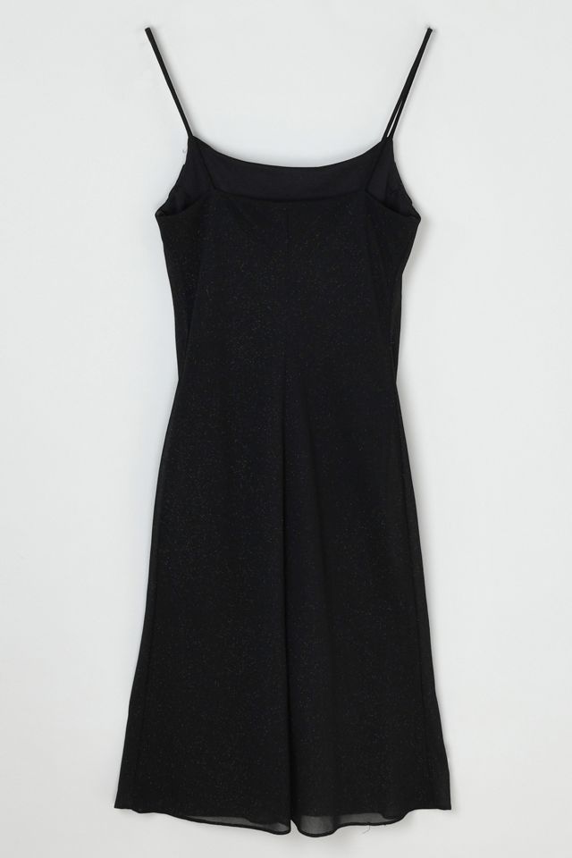 Vintage Y2k Shimmery Black Ruched Midi Dress #3