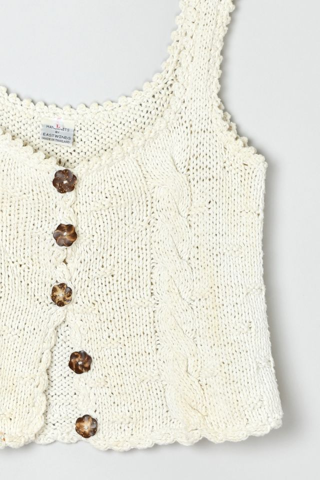 Vintage Y2k Cream Cable Knit Crop Top #1