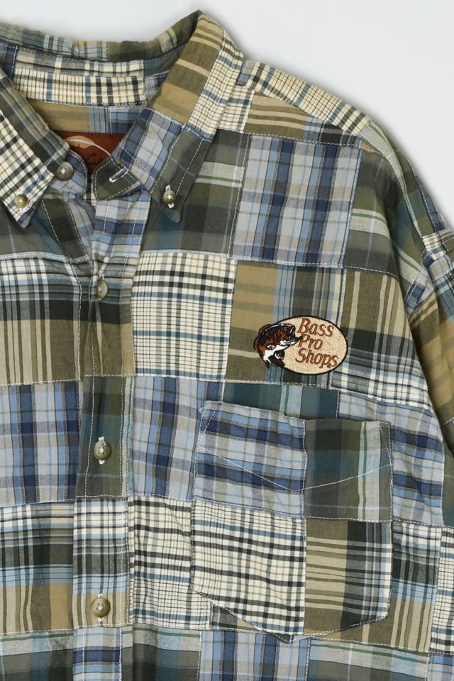 Vintage 90s Bass Pro Shops Patch-Plaid Short-Sleeve Button-Down #1