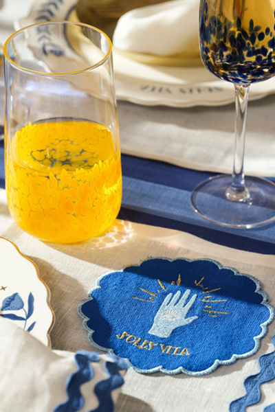 Zsa Zsa Zsu Embroidered Cotton Coaster Set