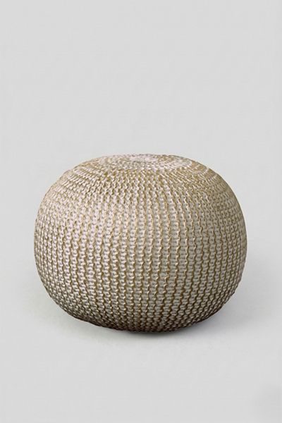 Golden Leaf Knit Floor Pouf