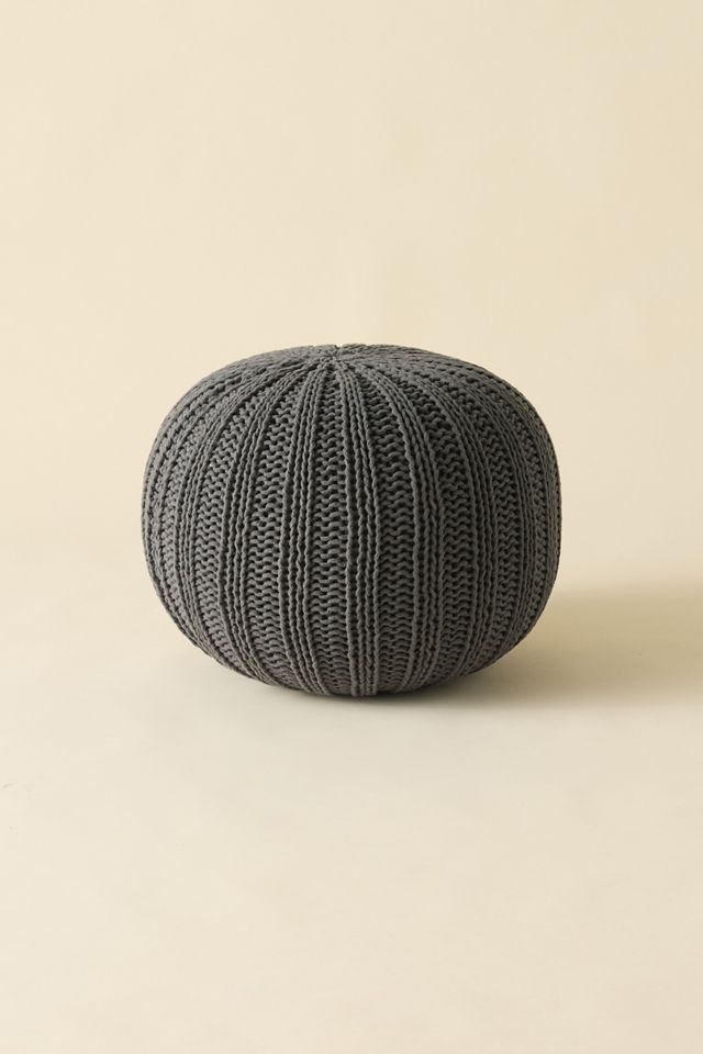 Round Cable Knit Floor Pouf #1