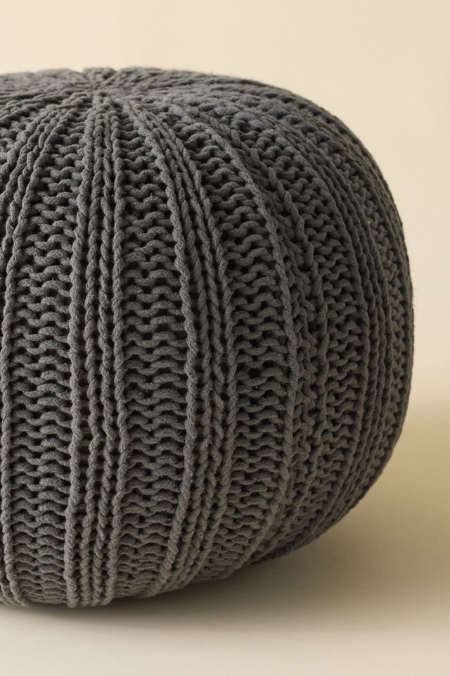 Round Cable Knit Floor Pouf #2