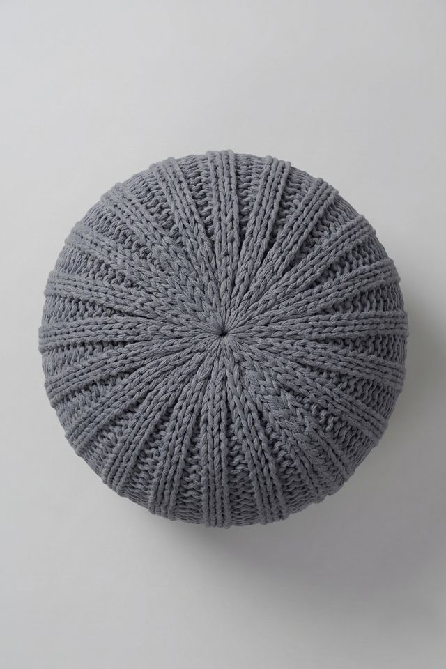 Round Cable Knit Floor Pouf #1
