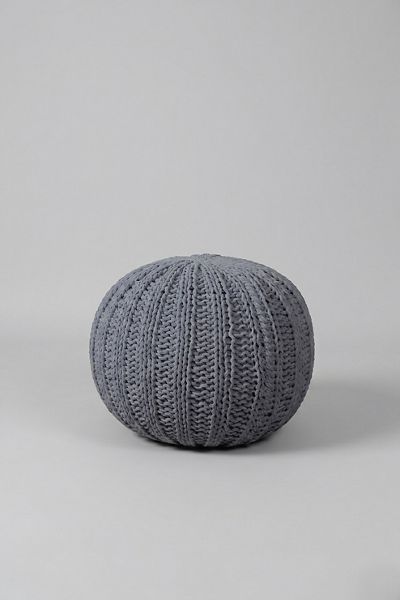 Round Cable Knit Floor Pouf