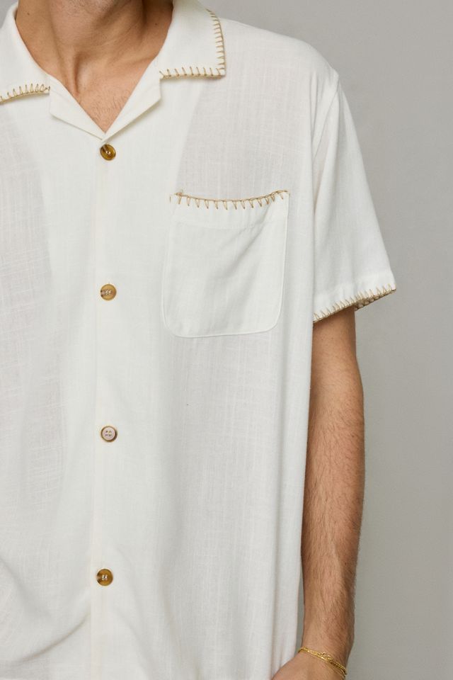 Rhythm Linen-Blend Whip Stitch Short Sleeve Shir #2