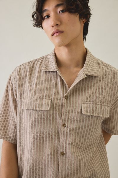 Rhythm Floragraph Textured Stripe Short Sleeve Shirt