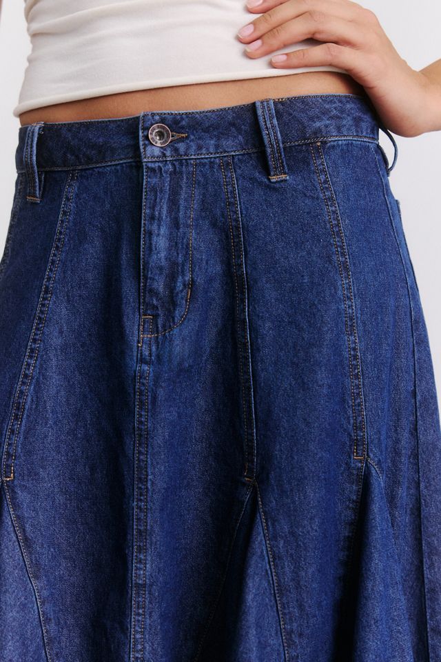 BDG Better Days High-Low Godet Denim Midi Skirt #2