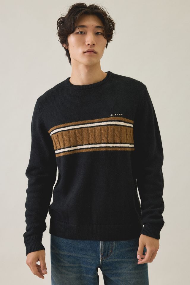 Rhythm Stripe Fisherman Knit Crew Neck Sweater #1