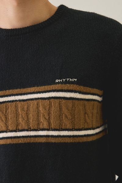 Rhythm Stripe Fisherman Knit Crew Neck Sweater