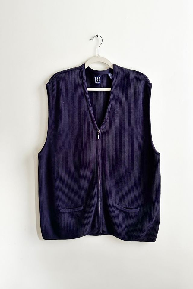 Vintage GAP Cotton Rib Navy Sweater Vest #1