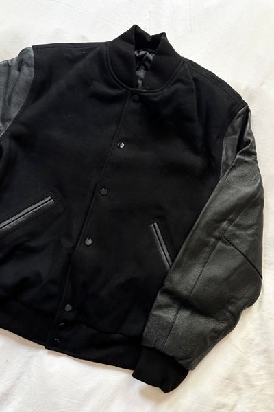 Vintage Leather Wool Varsity Bomber Jacket