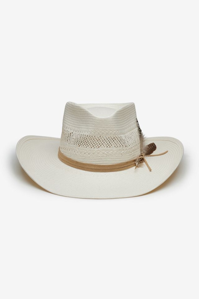 Wyeth Avita Feather Trim Straw Cowboy Hat #1