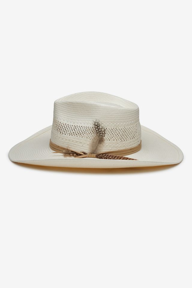 Wyeth Avita Feather Trim Straw Cowboy Hat #2