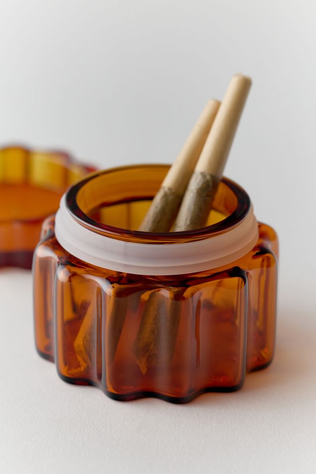 Yew Yew Short Wavy Glass Stash Jar #1