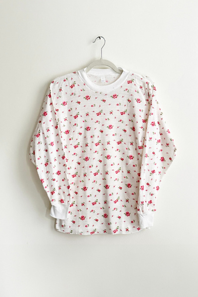 Vintage Floral Print Long Sleeve Thermal