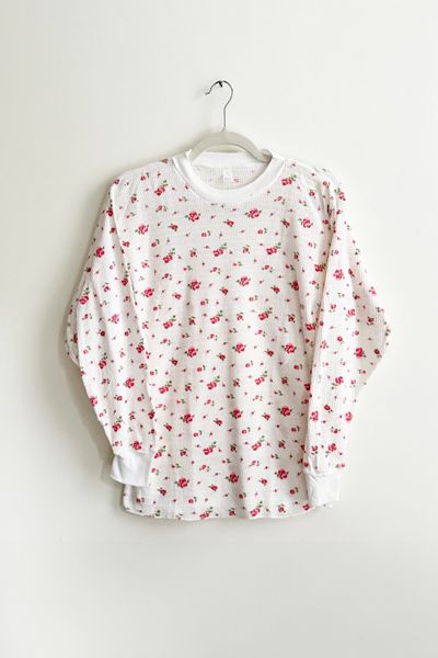Vintage Floral Print Long Sleeve Thermal