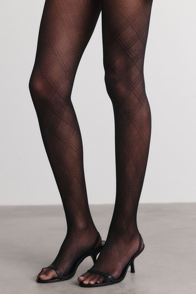 Sheer Plaid Tights #1