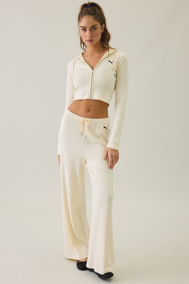 Puma Essentials Ribbed Zip-Up Cropped Hoodie Sweatshirt #4