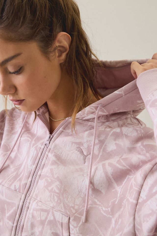 Puma Essentials Camo Print Relaxed Zip-Up Hoodie Sweatshirt #3