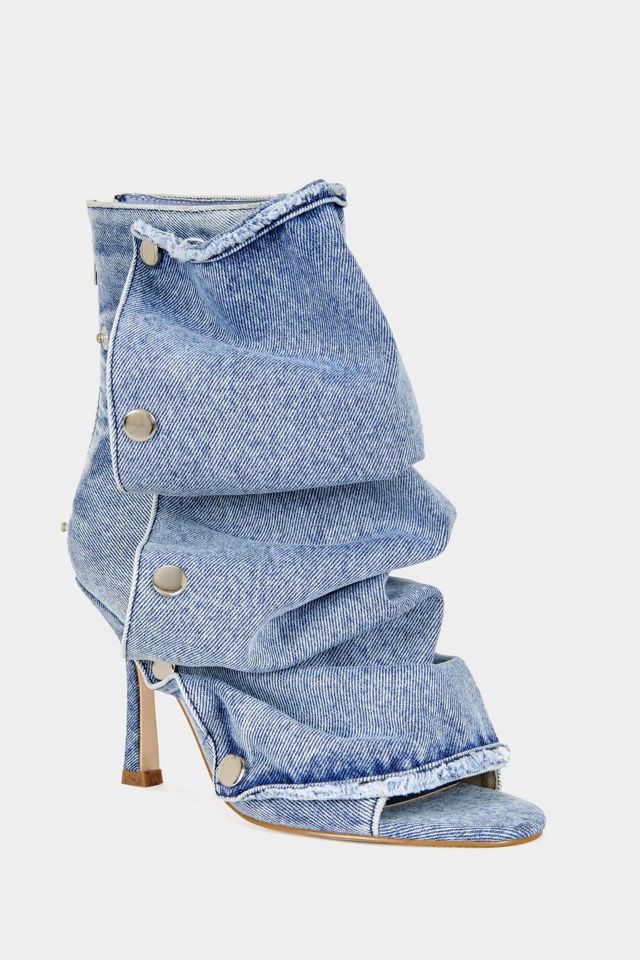 Azalea Wang Birdsong Peep Toe Stiletto Denim Bootie #1