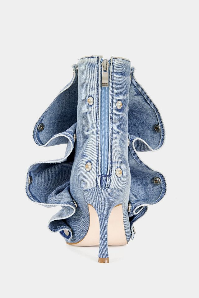Azalea Wang Birdsong Peep Toe Stiletto Denim Bootie #2