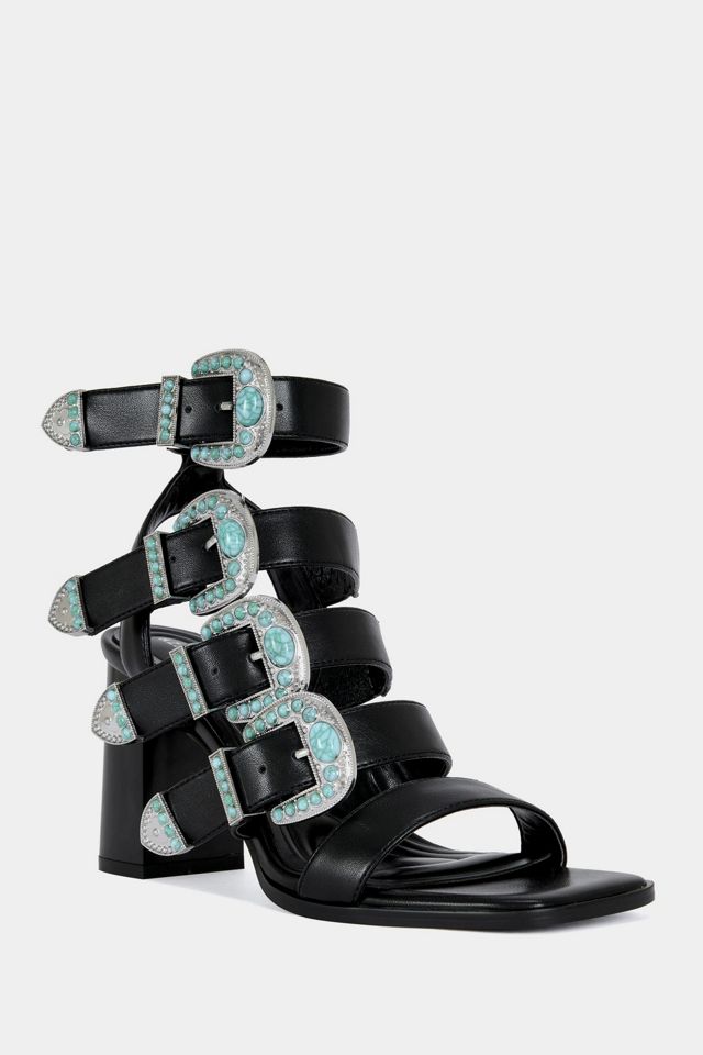 Azalea Wang Raeanne Western Buckle Block Sandal #1