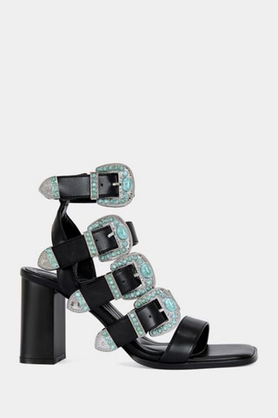 Azalea Wang Raeanne Western Buckle Block Sandal
