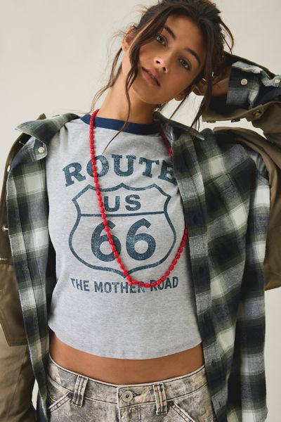 Route 66 Graphic Slim Ringer Tee