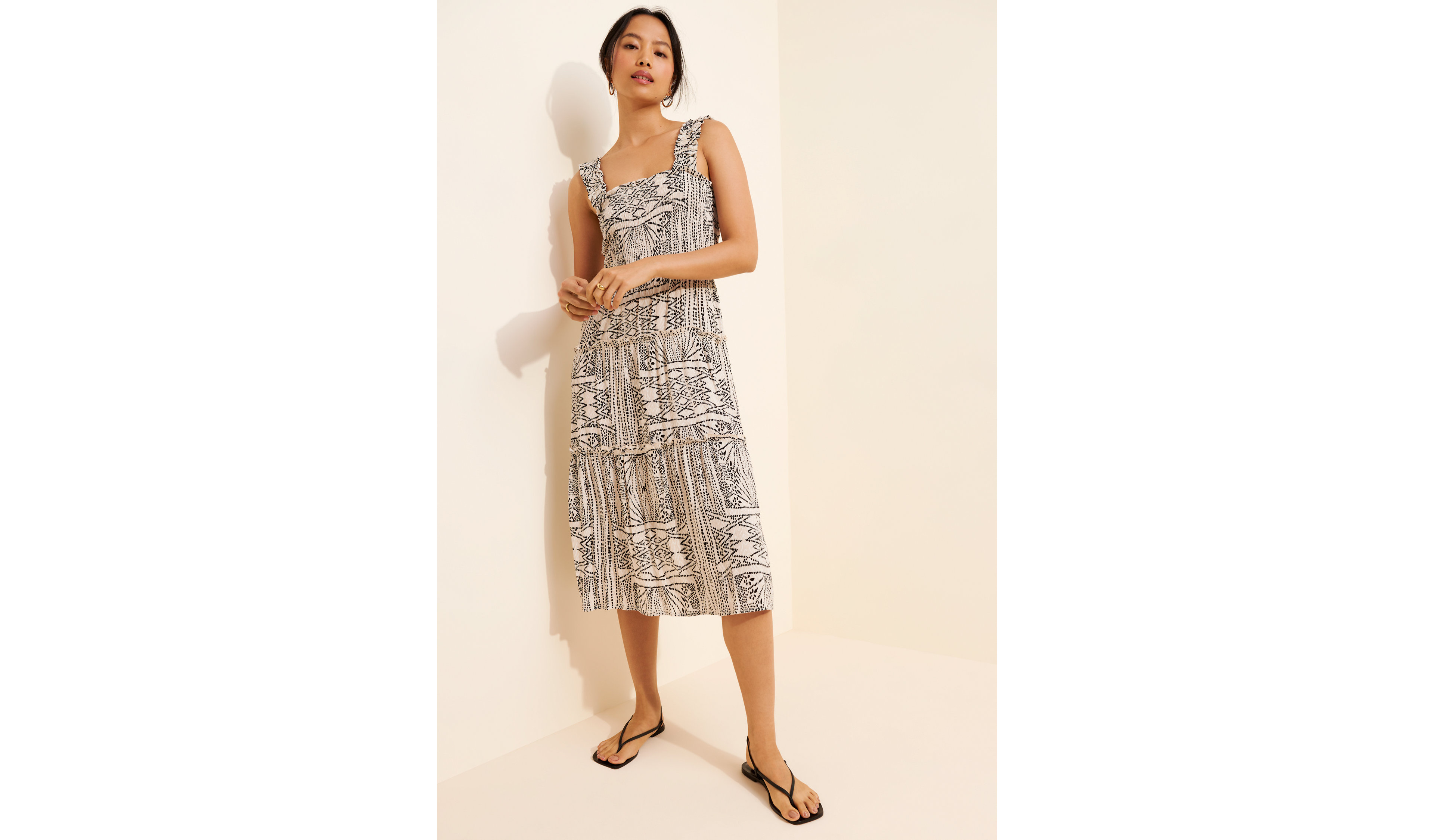 Vero Moda Smock Tiered Midi Dress