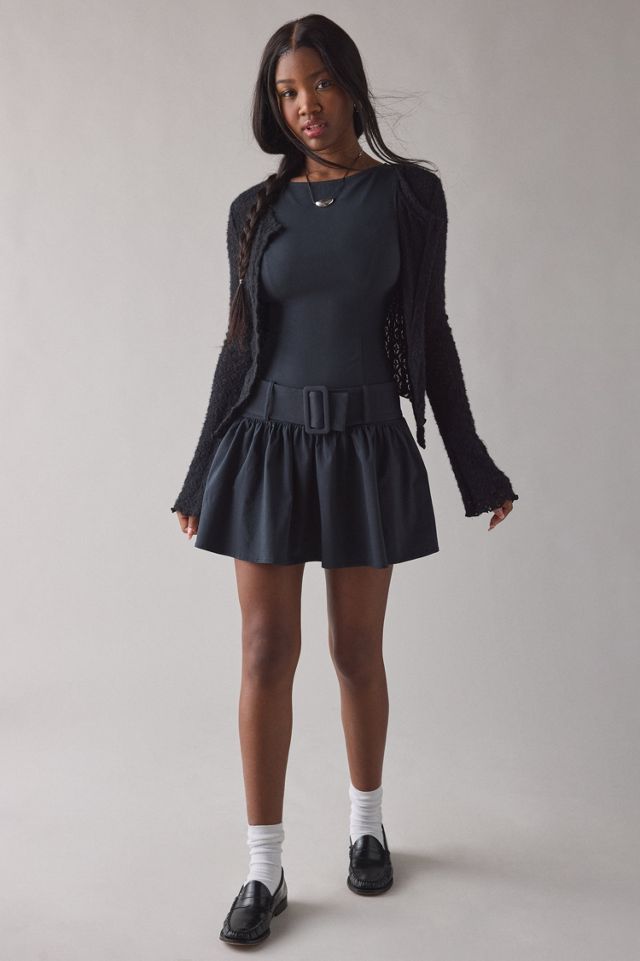 Mod-Ern Wide Belted Drop Waist Mini Dress #3
