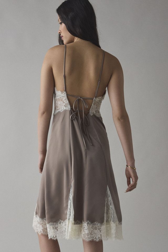Dipped In Lace Satin Slip Midi Dress #1