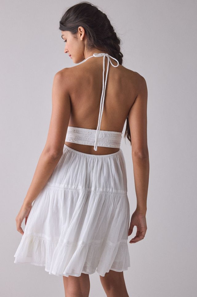 Phoebe Cotton Open-Back Halter Mini Dress #1