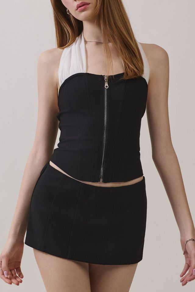 Personal Code Darcy Zip Up Corset Halter Top #1
