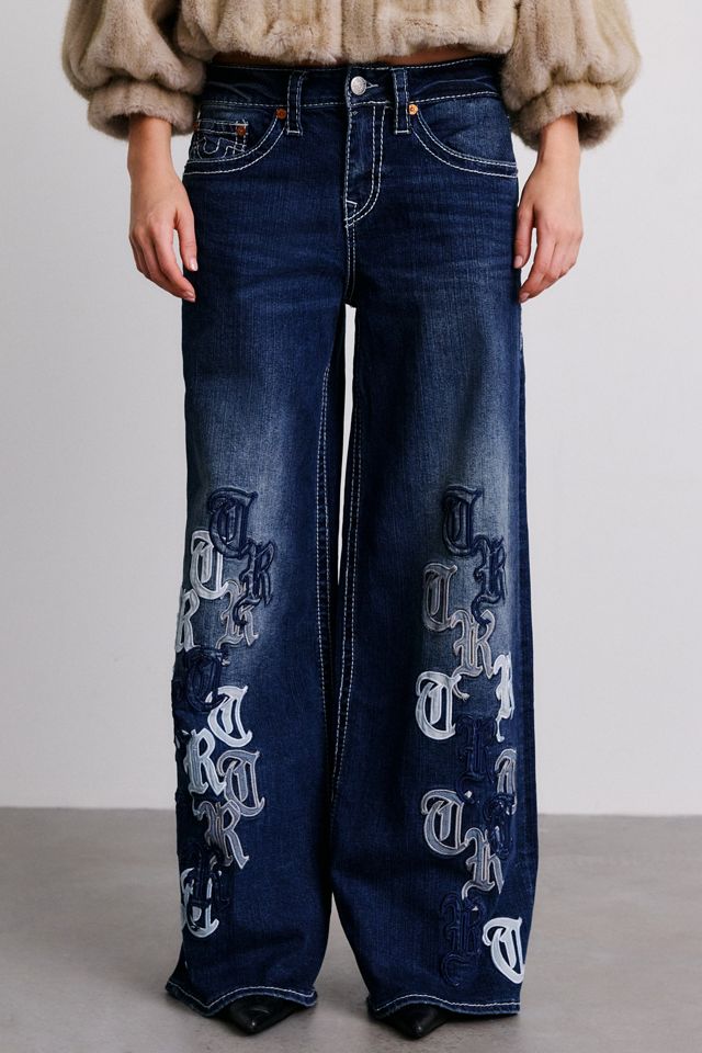 True Religion Jessie Applique Big T Super Baggy Jeans #2