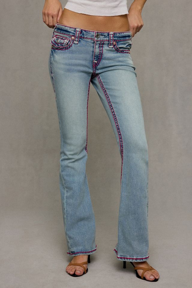 True Religion Joey Lucky Neon Super-T Flap Low-Rise Flare Jeans #1