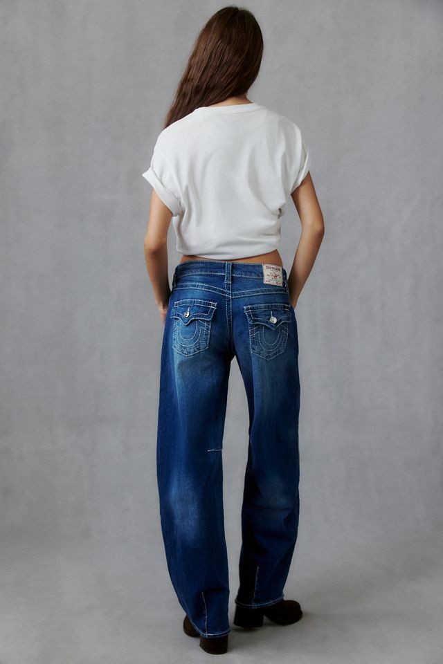 True Religion Bailey Western Studded Big T Flap Mid-Rise Barrel Jeans #4