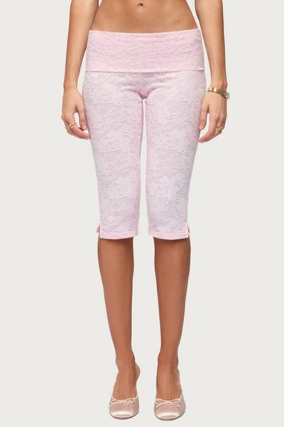 Edikted Talisa Foldover Lace Capri Leggings