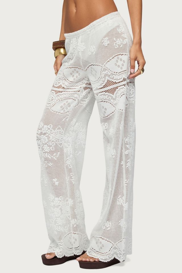 Edikted Milaya Sheer Crochet Straight Leg Pants #2